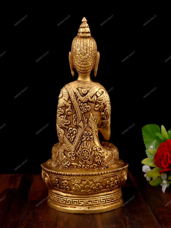 Brass Lord Buddha Murtis | Abhaya Mudra Figurine for Peaceful Decor