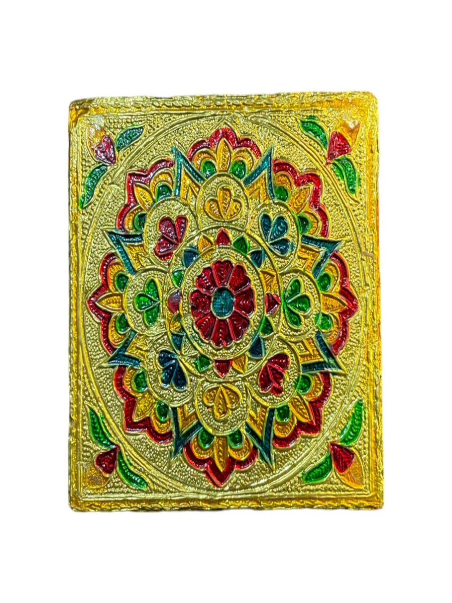 Handicraft Meenakari Wooden Chowki Puja Bajot for Home & Office Decor for Puja 4X4(inch) Small Chowki