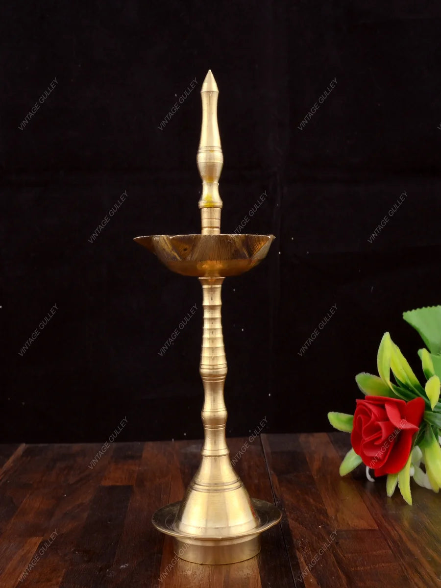 Brass Diya Stand | Traditional Indian Decorative Deepak Holder 17x7.5 CM