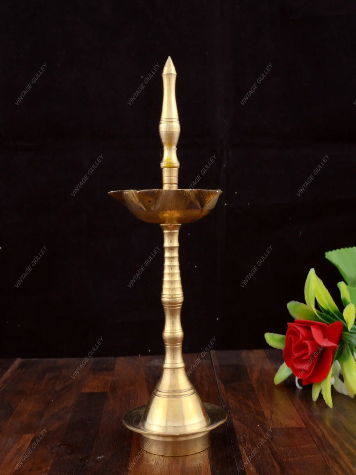 Brass Diya Stand | Traditional Indian Decorative Deepak Holder 17x7.5 CM