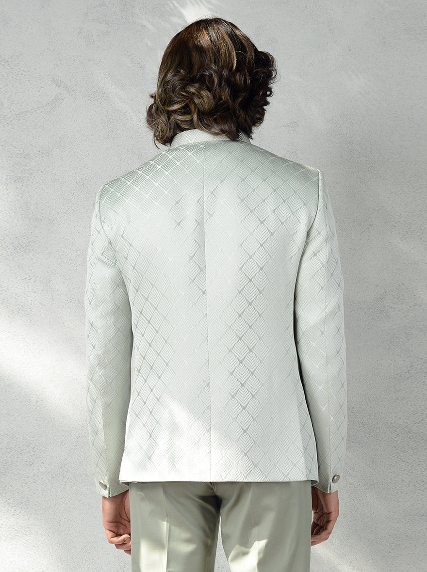 Traditional Pista Green Jodhpuri Suit for men with jacquard and handwork.