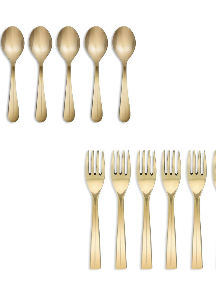 Kansa Glossy Spoon Fork Set | 6 Spoons & 6 Forks 18 cm Durable Cutlery - Kansa Glossy Spoon Fork Set 12