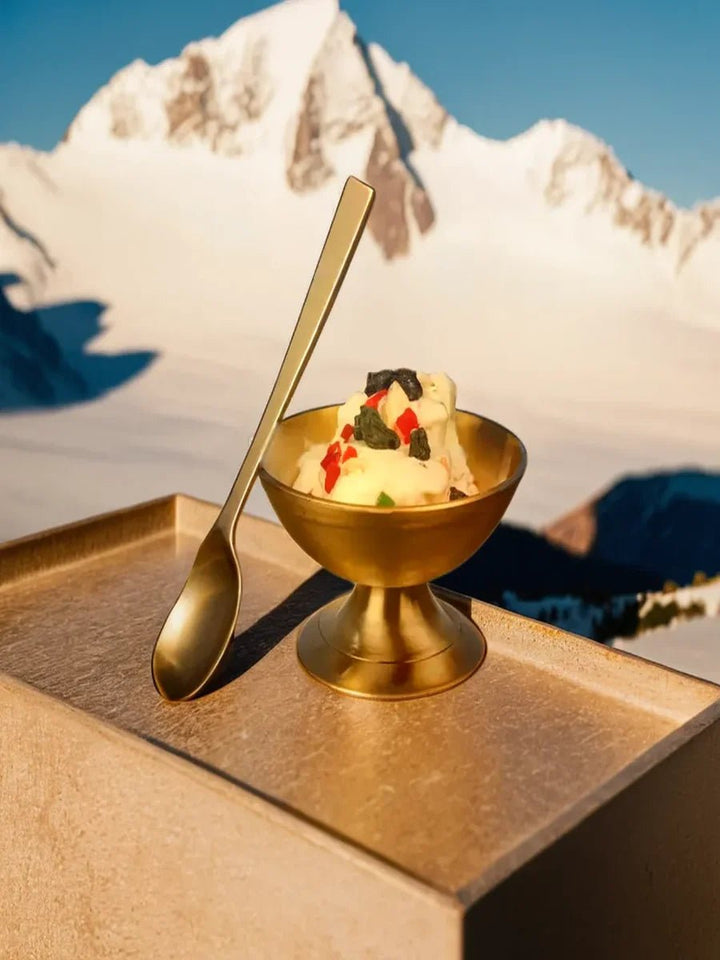 Kansa Ice Cream Cup with Spoon | Handcrafted Bronze Set of 6 - Kansa Ice Cream Cup with Spoon | Set of 6