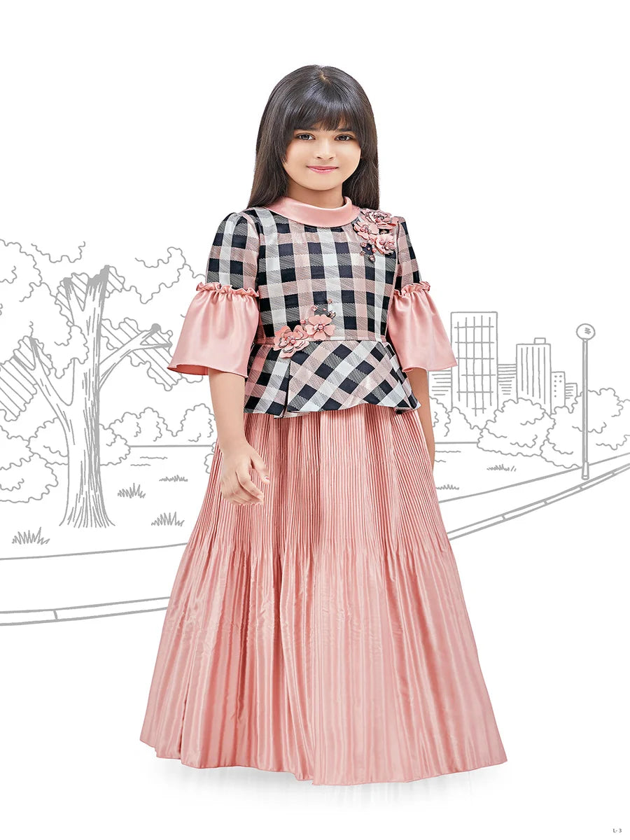 Peach Party Wear Gown | Synthetic Fabric Dress for Special Events