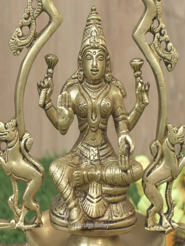 Handmade Brass Diya | Indian Lakshmi Goddess Sculpture Home Décor