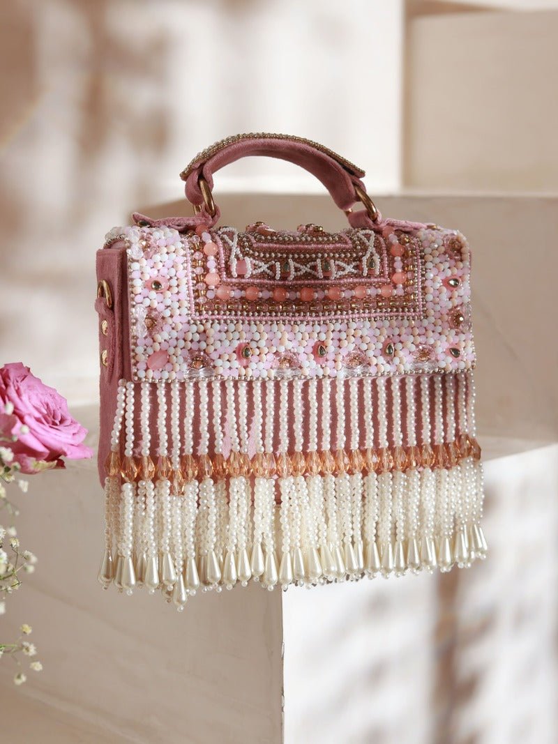 Kiara FlapOver Potli Bag with Handle | Elegant Handcrafted Statement Piece - Kiara_Pink