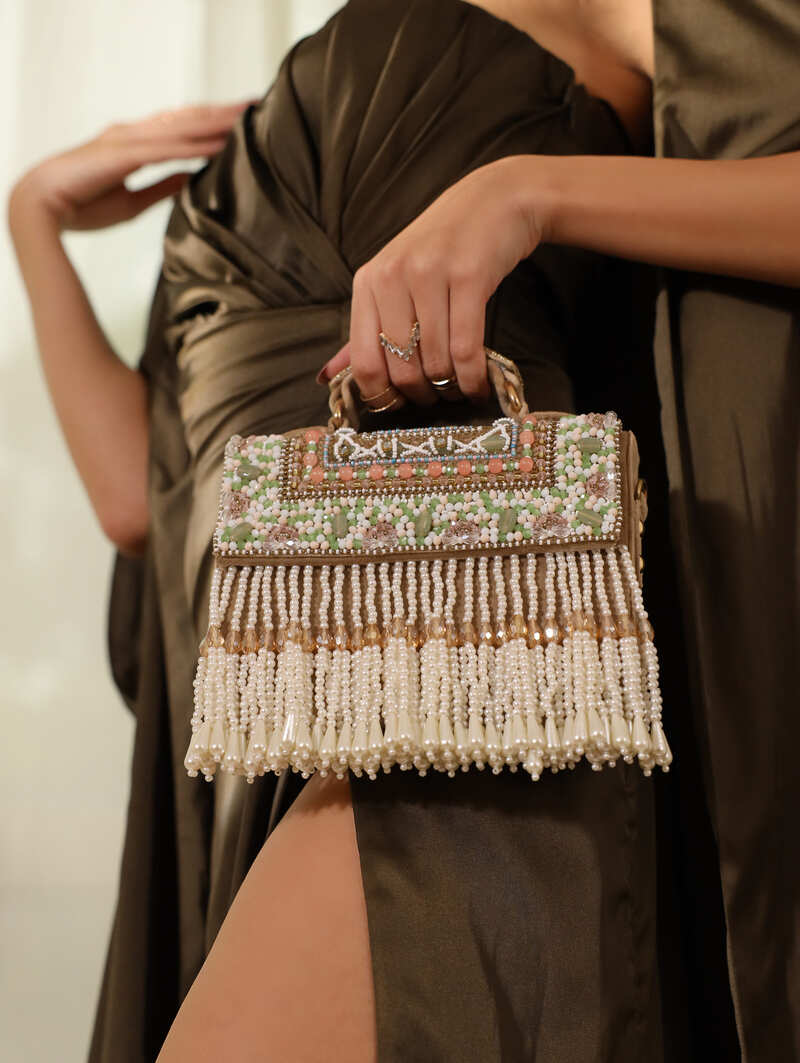 Kiara FlapOver Potli Bag with Handle | Handcrafted Modern Elegance - Kiara_Beige