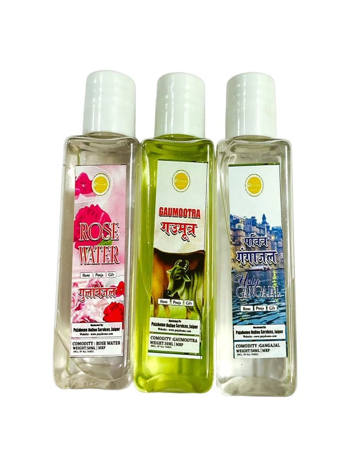 Gangajal + Goumutra + Gulab Jal Combo Pack of 3(50 Ml Each)
