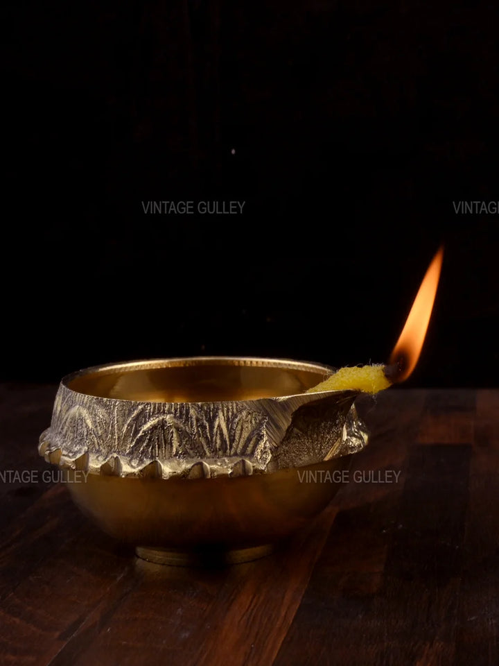 Brass Religious Diya | Handcrafted Decorative Oil Lamp for Festive Occasions