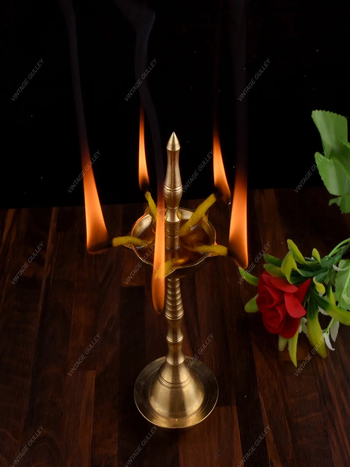 Brass Diya Stand | Traditional Indian Decorative Deepak Holder 17x7.5 CM