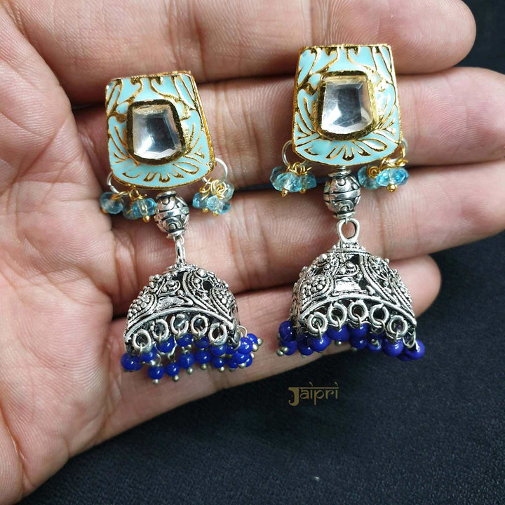 Adorable Turquoise Kundan | Meenakari Jhumki Earrings Edition