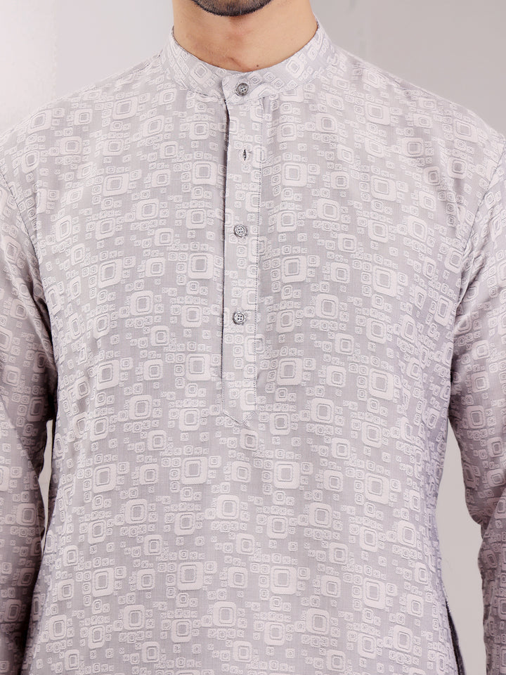 Designer Viscose Kurta Set | Handwoven Motifs & Art Silk Bottom