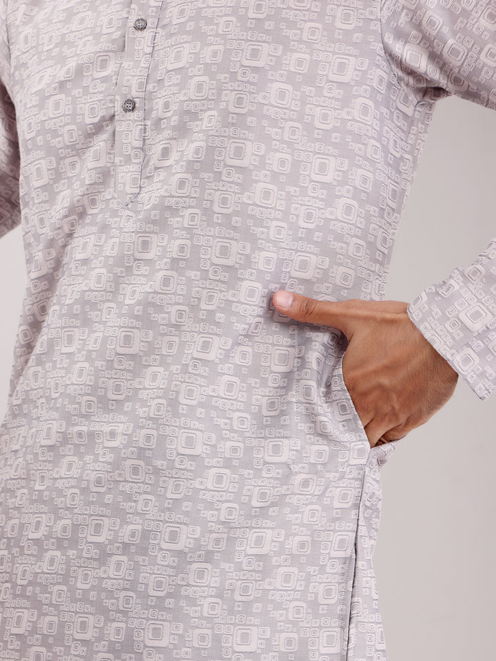 Designer Viscose Kurta Set | Handwoven Motifs & Art Silk Bottom