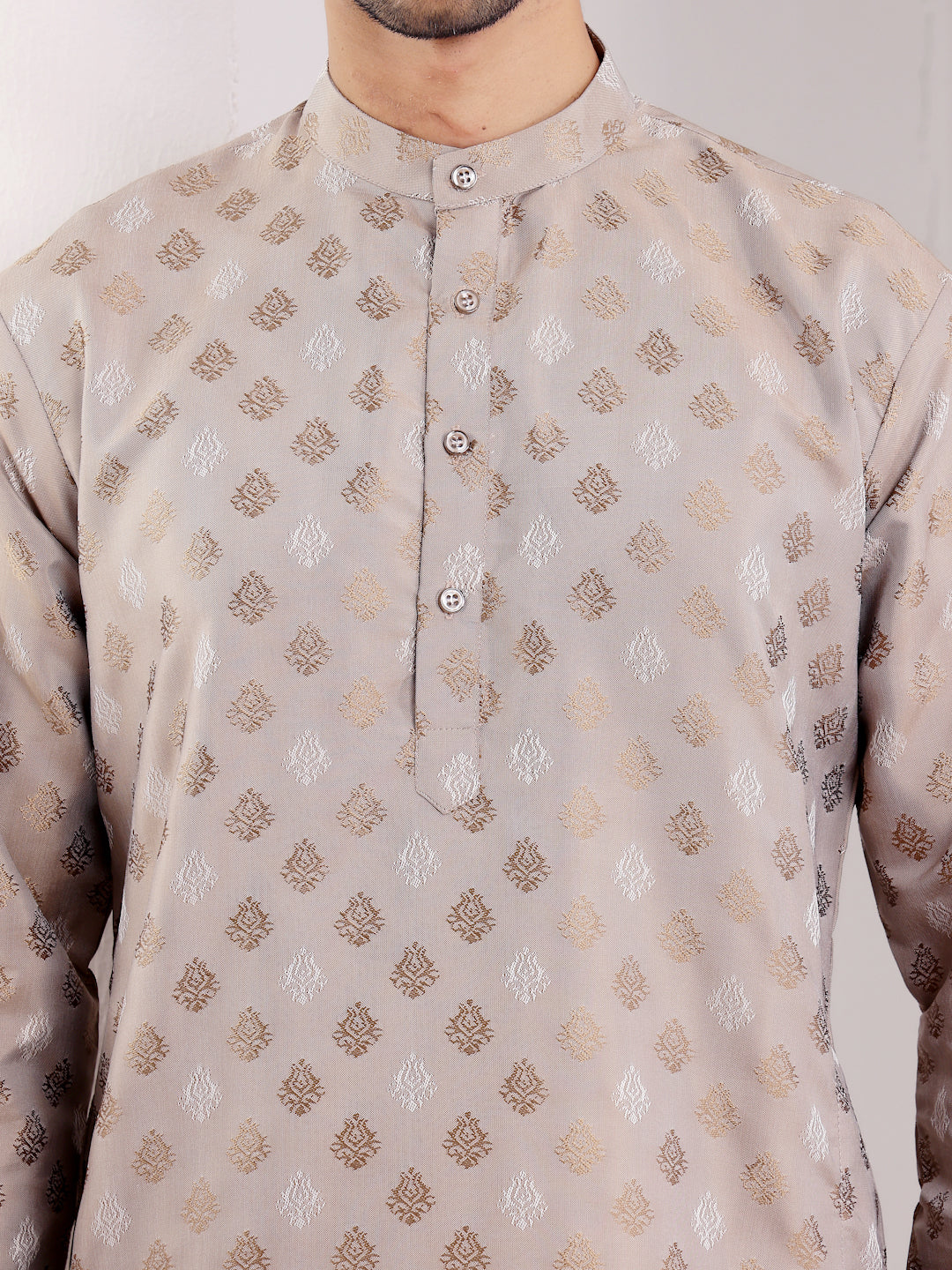 Light brown kurta set with beautifully crafted motifs, designed for both comfort and style.