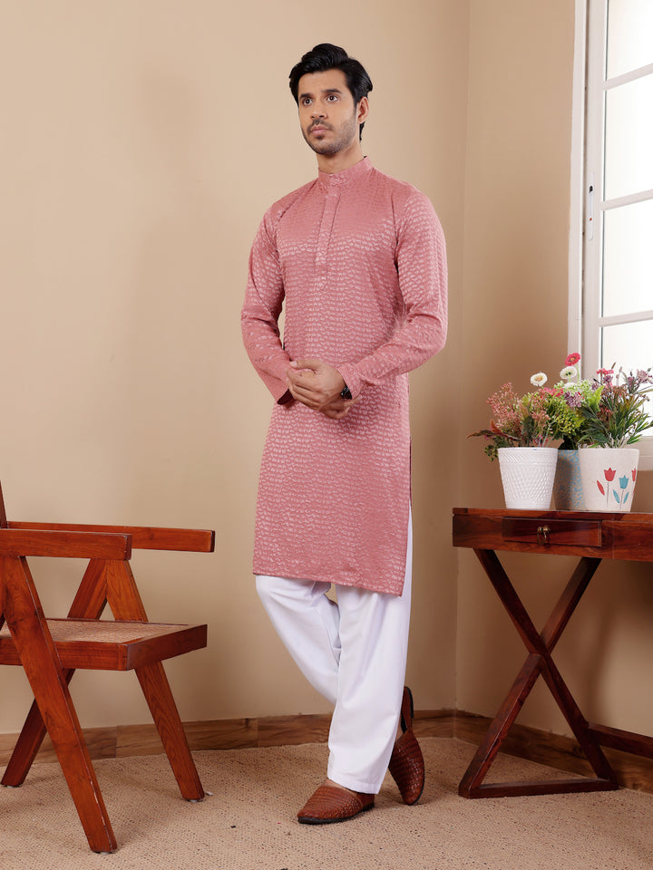 Elegant Onion Pink Kurta Pajama Set with Chikankari for Special Occasions