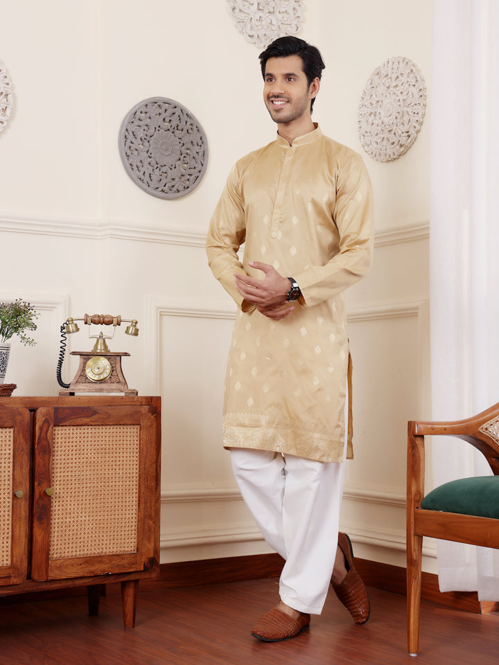 Premium Viscose Kurta for Men | Timeless Elegance with Handwoven Motifs