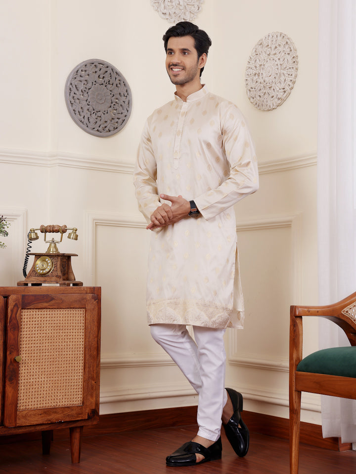 Premium Viscose Kurta for Men | Timeless Elegance with Handwoven Motifs
