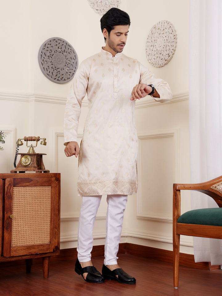 Premium Viscose Kurta for Men | Timeless Elegance with Handwoven Motifs