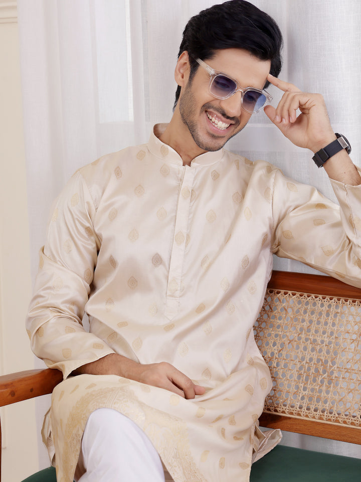 Premium Viscose Kurta for Men | Timeless Elegance with Handwoven Motifs