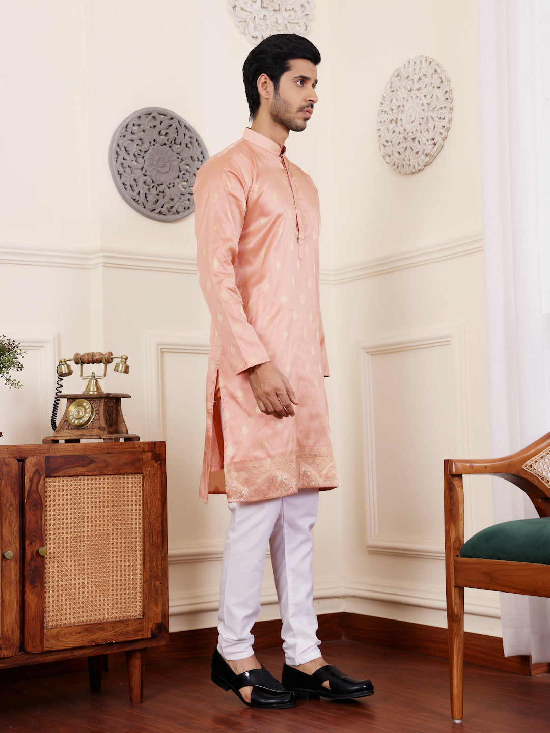 Premium Viscose Kurta for Men | Timeless Elegance with Handwoven Motifs