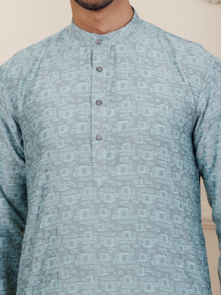 Designer Viscose Kurta Set | Handwoven Motifs & Art Silk Bottom