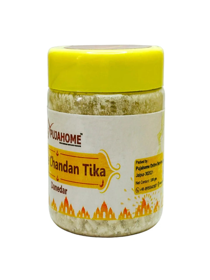 Premium White Chandan Tika Danedar 100 Gram Box
