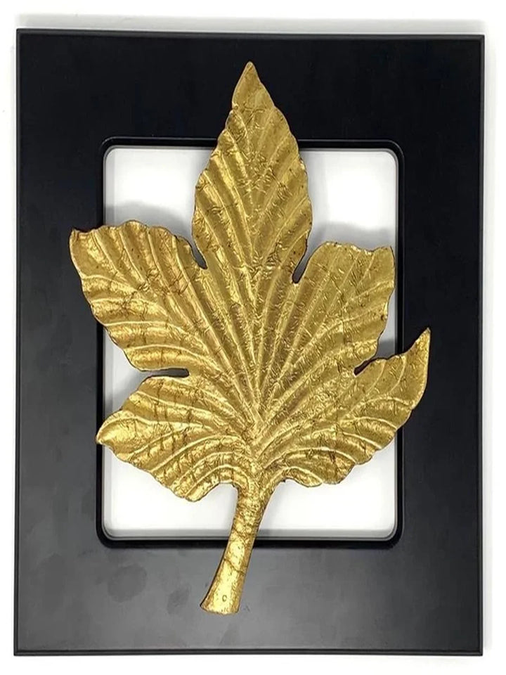 Brass Leaf Wall Decor | Elegant 12" Square Frames for Home Accent
