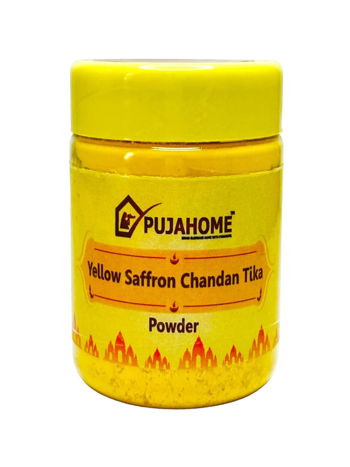 Premium Yellow Saffron Chandan Tika Powder 50 Gram Box