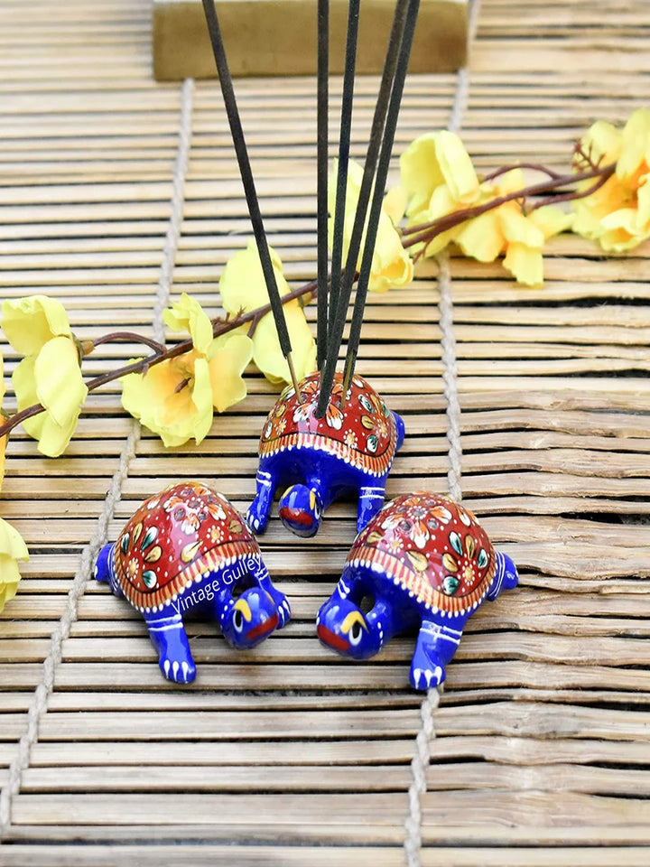 Metal Tortoise Agarbatti Stand | Handcrafted Religious Home Décor Set of 3