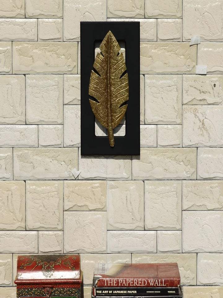 Brass Plated Leaf Wall Decor | Elegant 9"x15" Home Accent Piece