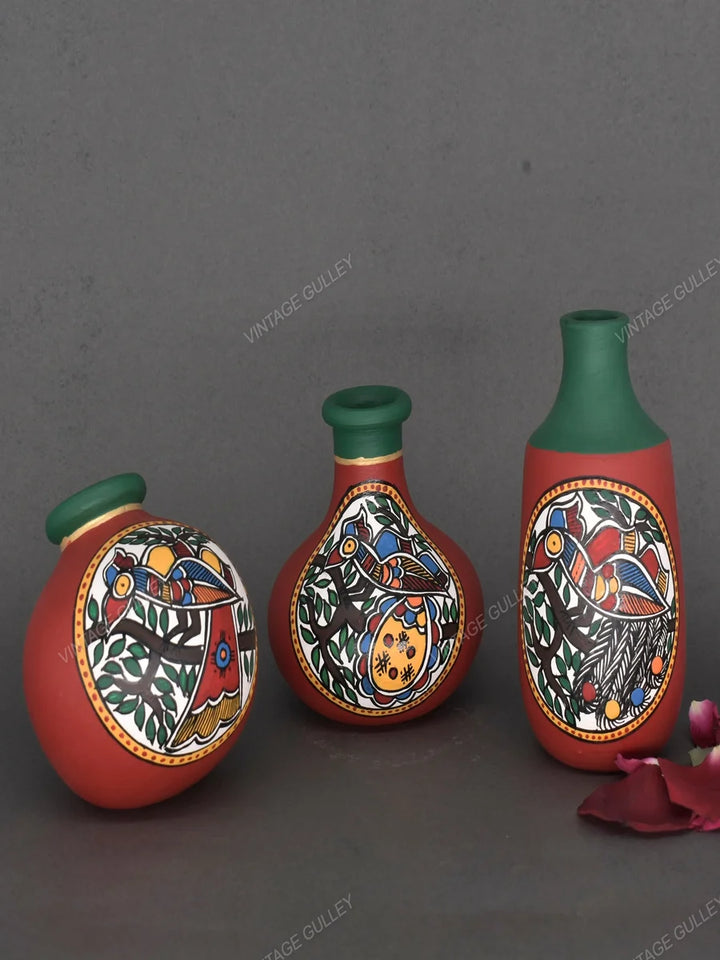 Handmade Terracotta Pots | Unique Miniature Decor with Warli Art