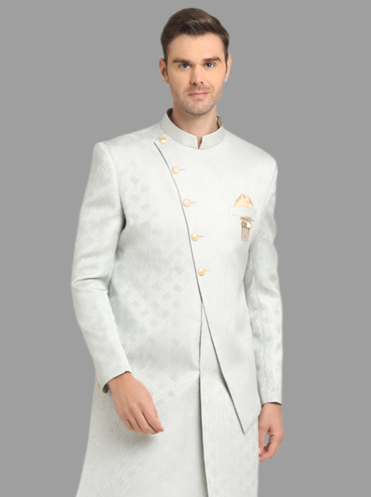 Sea Green Indo Western | Stylish Indo Western for Men, Jacquard Fabric