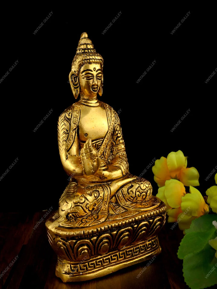 Buddha Sculpture | 7-Inch Metal Statue for Spiritual Decor and Harmony