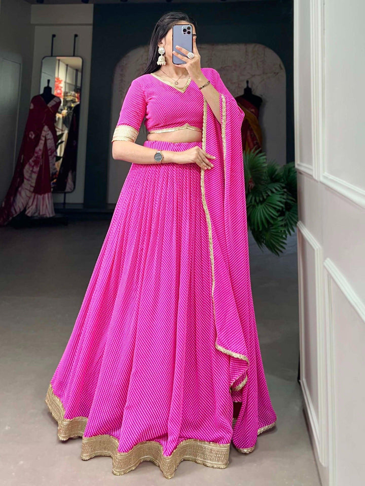 Trendy Pink Lehenga | With Digital Print & Lace for Traditional Wear
