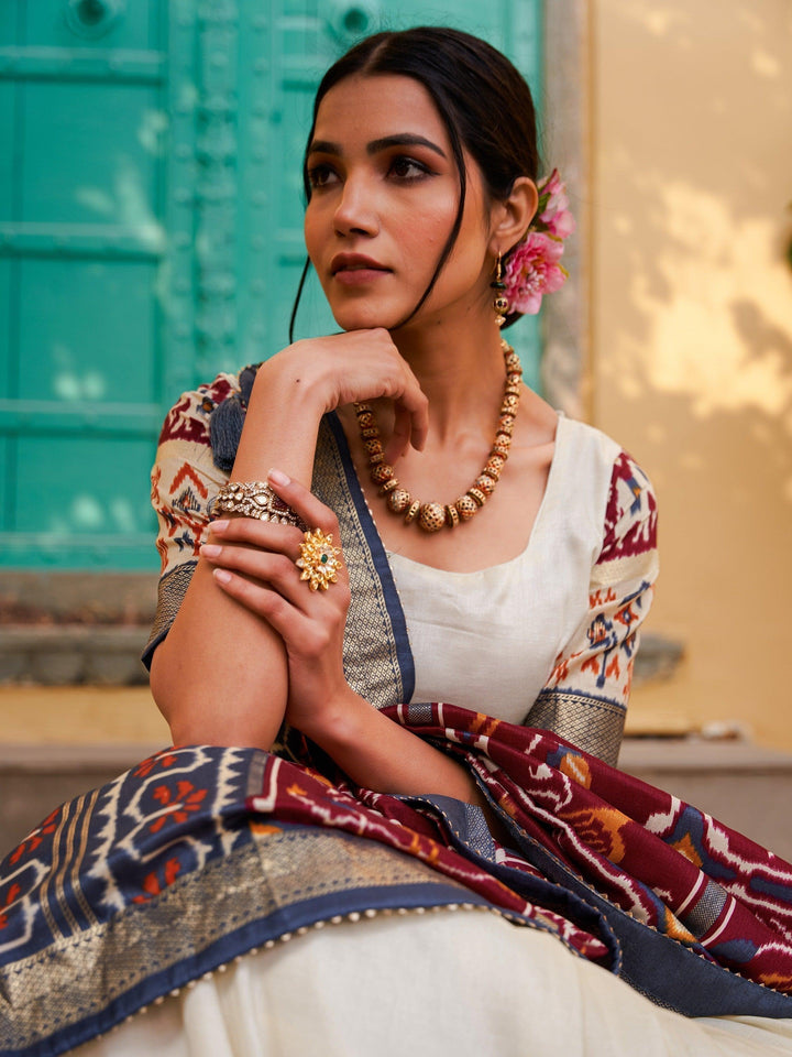 Captivating White Lehenga | Print Silk Lehenga Choli With Dupatta Luxury Wear