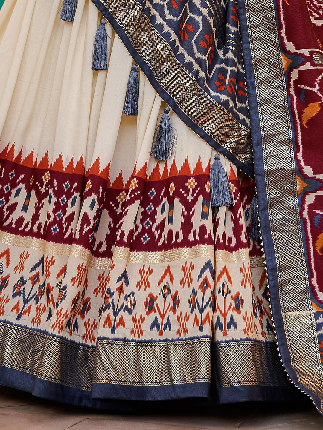 Captivating White Lehenga | Print Silk Lehenga Choli With Dupatta Luxury Wear