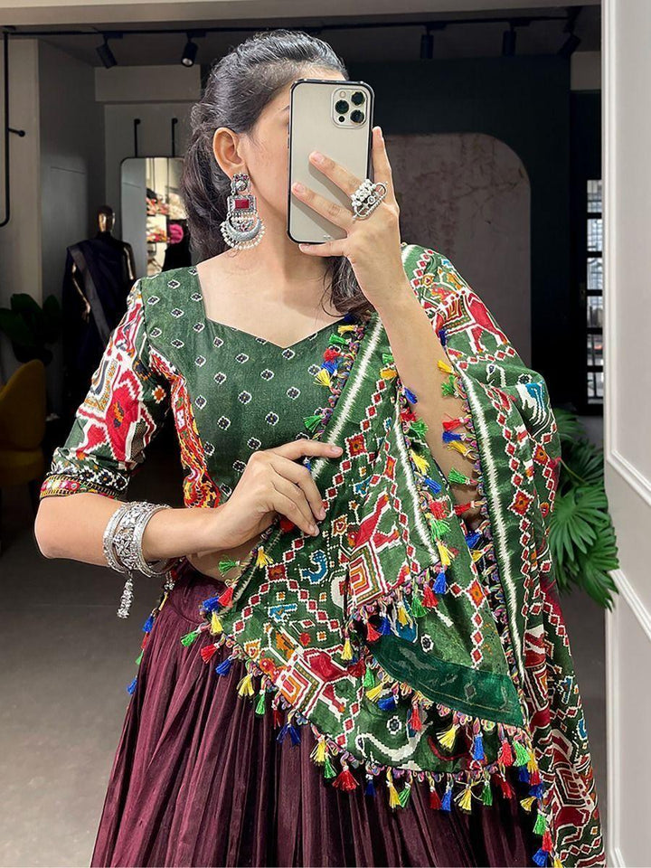 Incredible Brown Gamthi Work | Dola Silk Lehenga Choli Exclusive