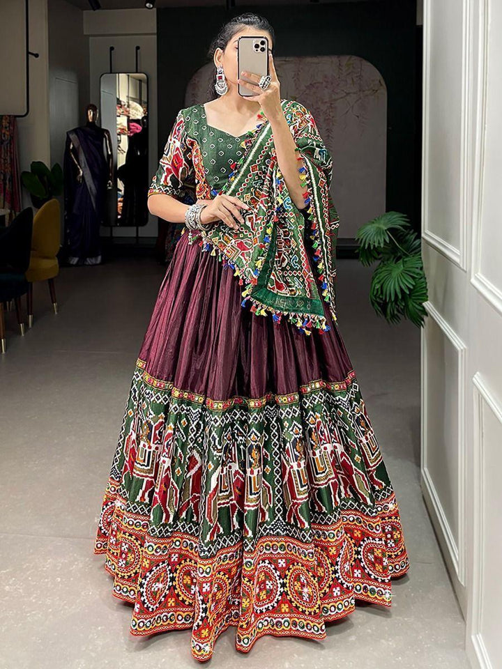 Incredible Brown Gamthi Work | Dola Silk Lehenga Choli Exclusive