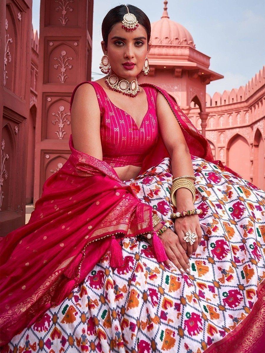 Stunning Pink Patola Print | Silk Festival Wear Lehenga Choli Fashionable