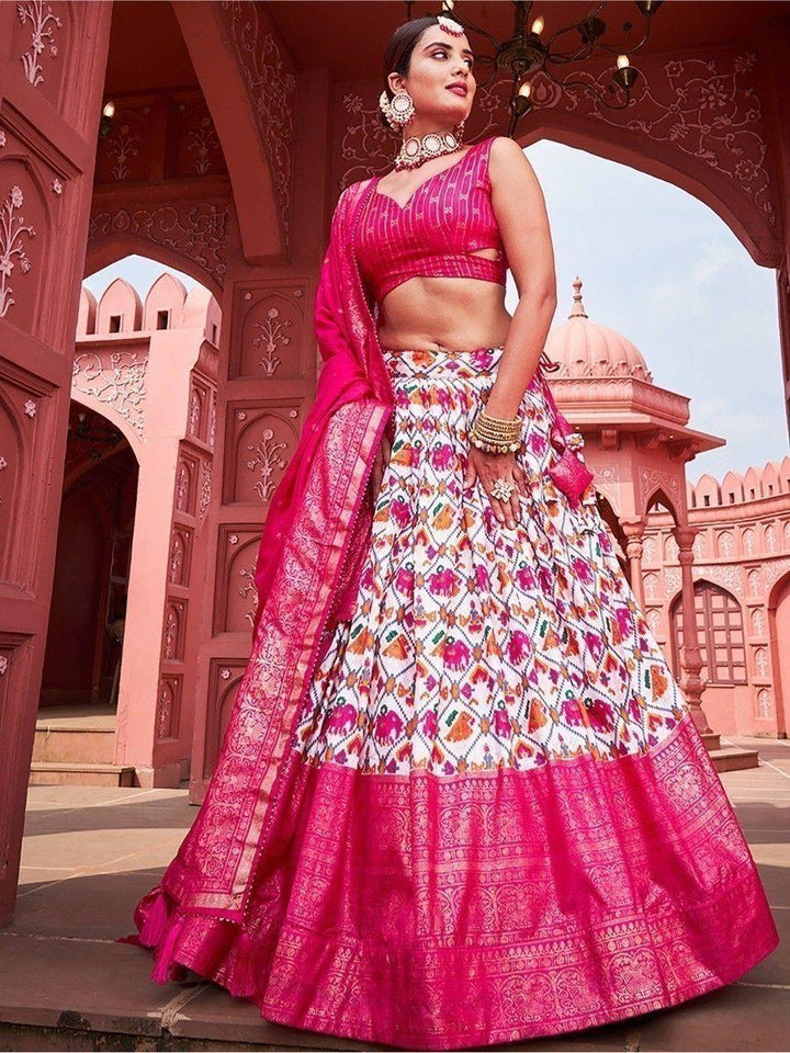 Stunning Pink Patola Print | Silk Festival Wear Lehenga Choli Fashionable