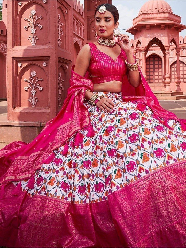 Stunning Pink Patola Print | Silk Festival Wear Lehenga Choli Fashionable