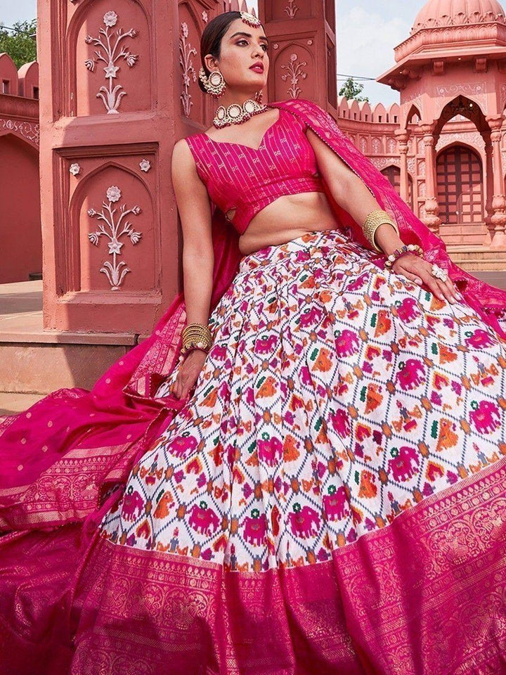 Stunning Pink Patola Print | Silk Festival Wear Lehenga Choli Fashionable