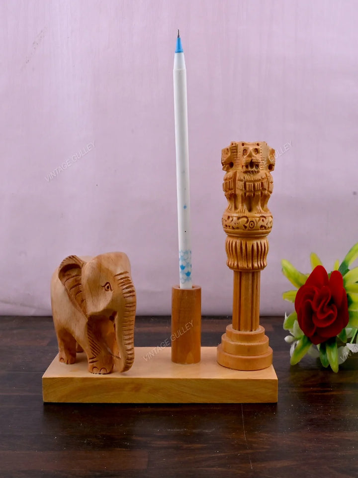 Wooden Pen Stand | Elegant Design for Gifts and Office Use