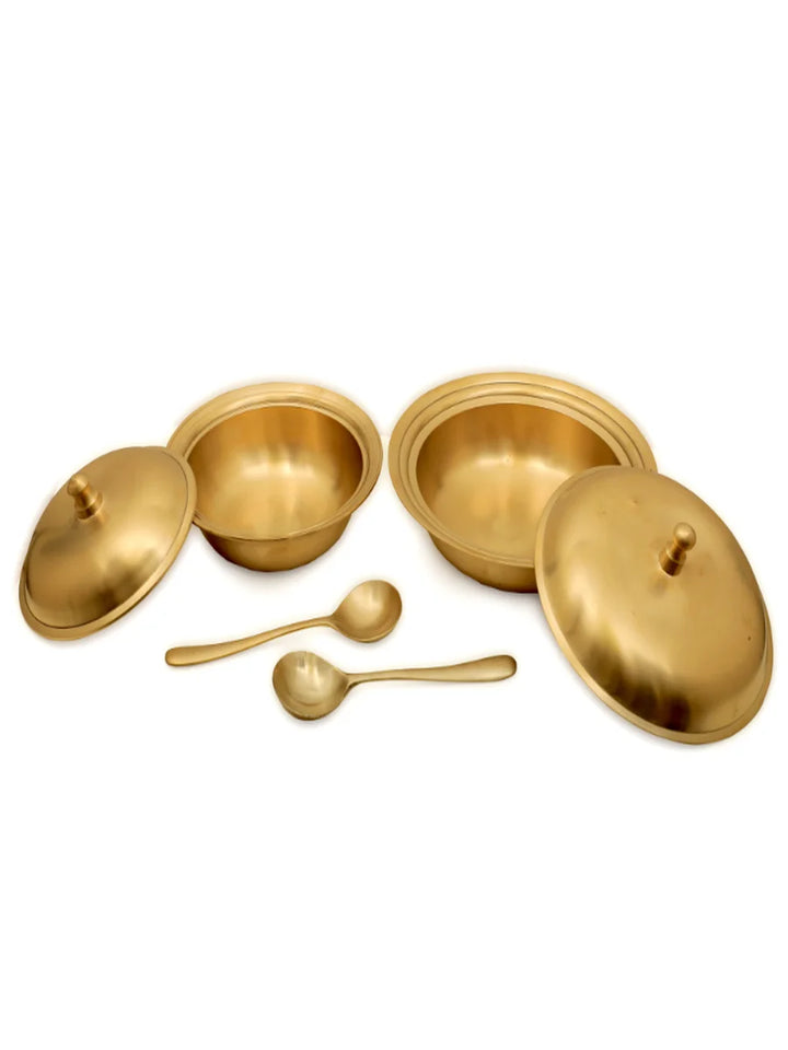 Kansa Serving Chinese Bowls Set of 2 | Traditional Bronze Design