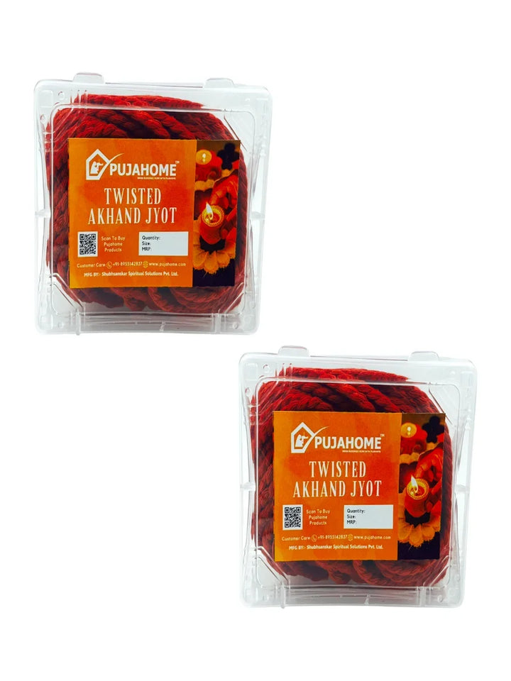 Long Twisted Akhand Jyot Cotton Wicks Batti | Cotton (Red Color)