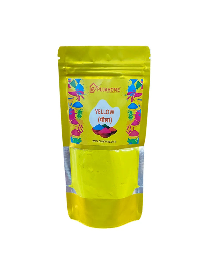 Holi Herbal Gulal Color with Non-Toxic Scent for 100 grams Each (Pack of 2 Colors - Green + Yellow)