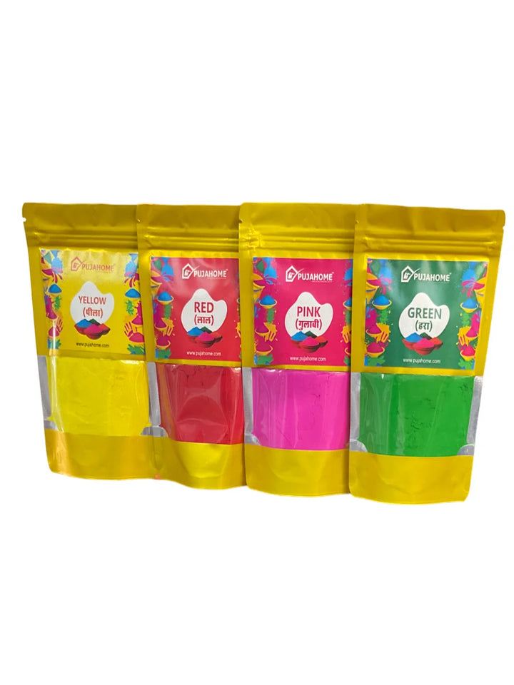 Holi Herbal Gulal Color for Kids & Adults. Natural Fragrance Soft Gulal with Non-Toxic Scent for Holi Parties and Puja. 100 Gram Each (Pack of 4 Colors)