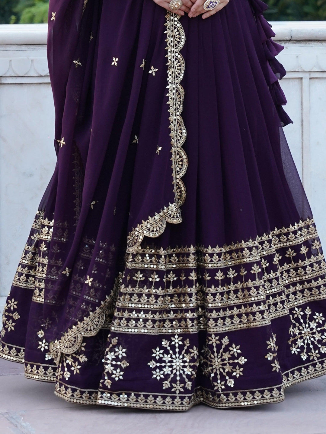 Surprising Purple Sequins Georgette | Wedding Wear Lehenga Choli Trendy