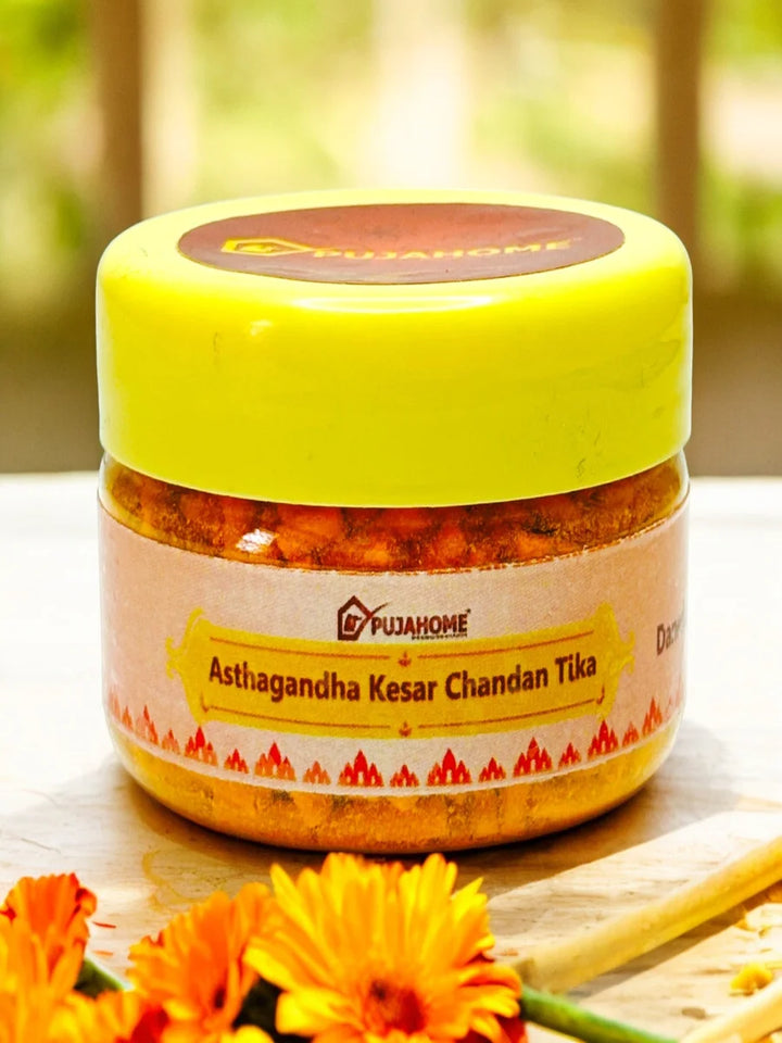 Premium Chandan Tika Danedar Combo | Pack Of 4 X 50 Gram | Red, White, Yellow and Kesar