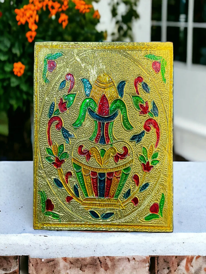 Handicraft Meenakari Wooden Chowki Puja Bajot for Home & Office Decor for Puja 5X5(inch) Small Chowki